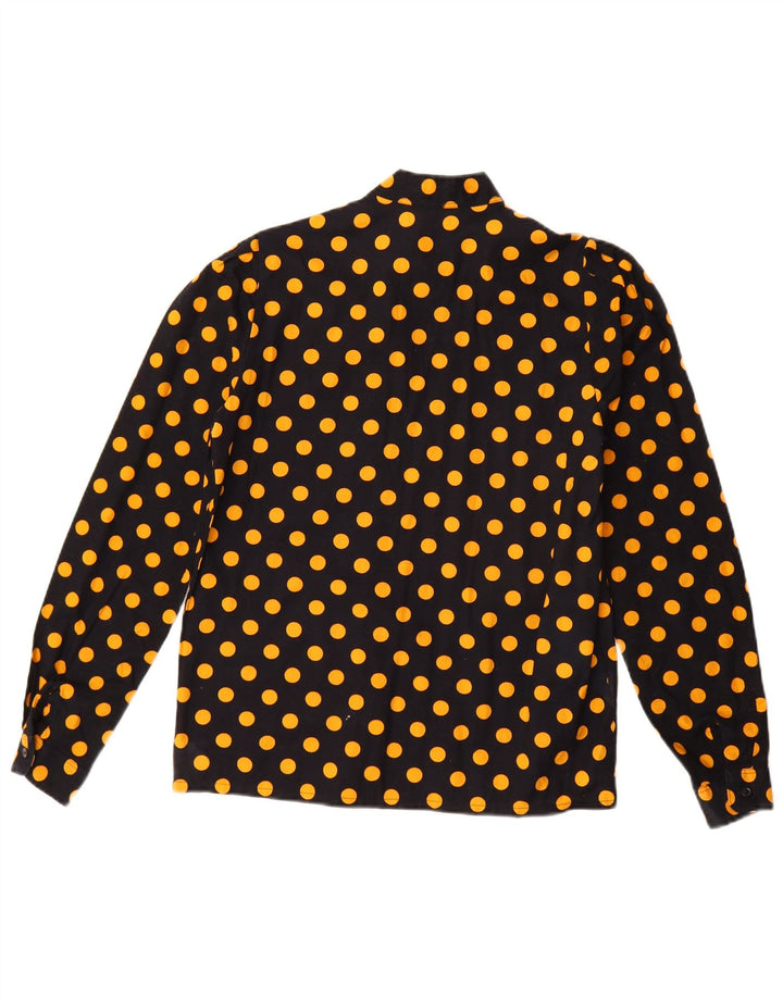 Camicetta camicia vintage da donna EU 38 cotone medio a pois nero