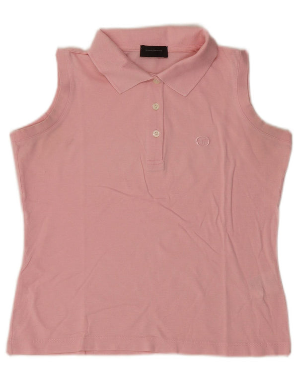 Polo senza maniche corta da donna Sergio Tacchini UK 10 piccola in cotone rosa