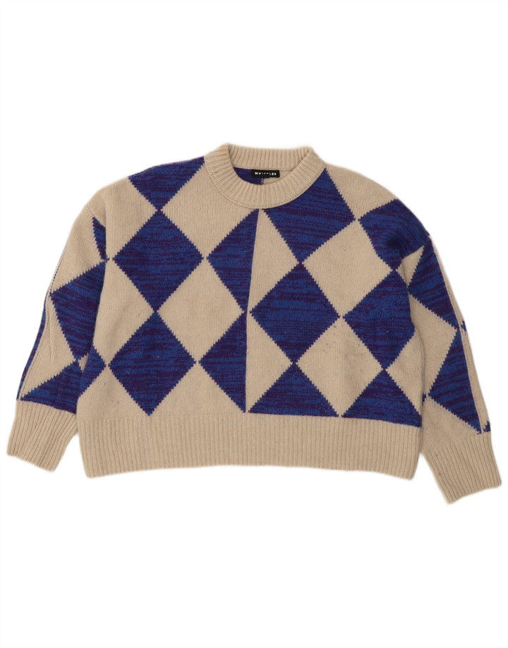 Maglione maglione girocollo corto da donna Whistle UK 10 piccolo lana beige