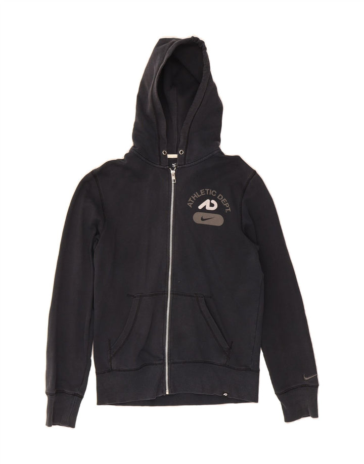 NIKE Mens Graphic Zip Hoodie Sweater Small Black Cotton Vintage Nike and Second-Hand Nike from Messina Hembry 