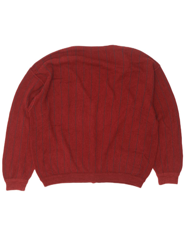 Maglione cardigan da uomo Cacharel EU 56 2XL Cashmere a righe bordeaux