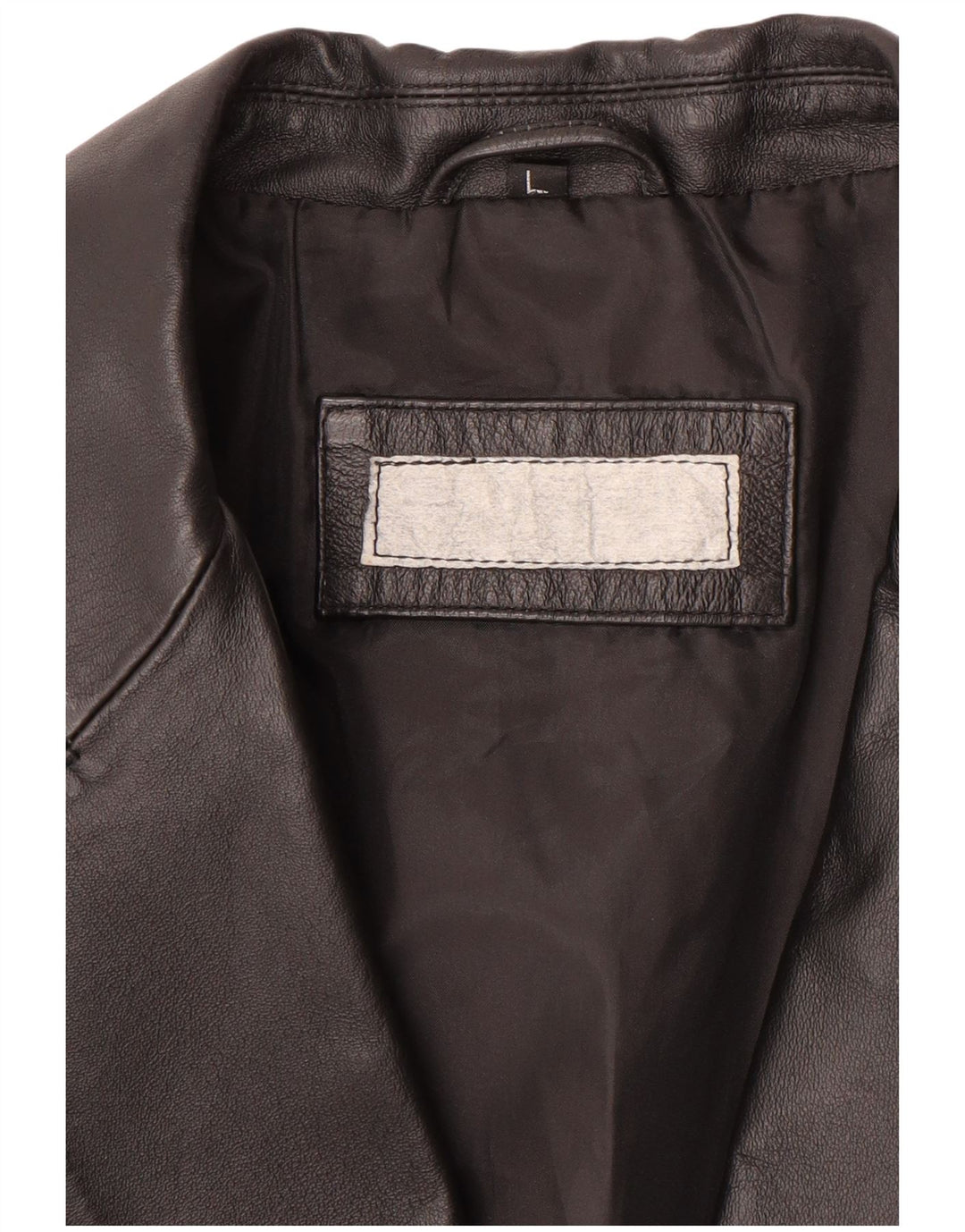 Giacca blazer in pelle da uomo a 2 bottoni VINTAGE UK 40 grande nera