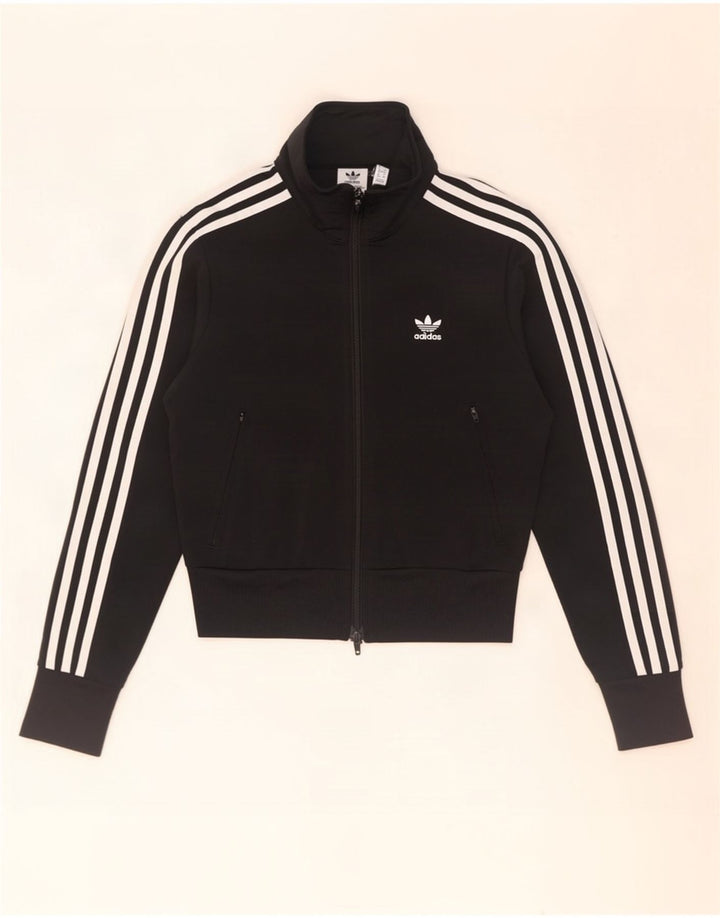 Giacca da ginnastica corta da donna Adidas UK 6 XS poliestere nero