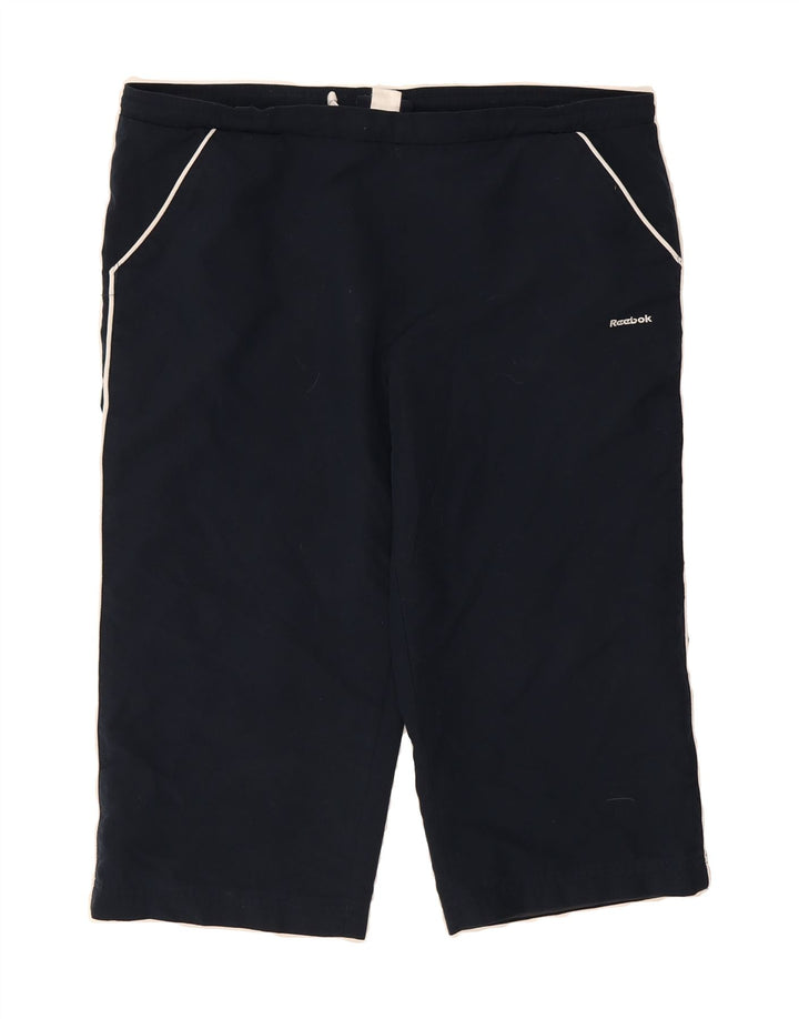 REEBOK Womens Sport Shorts UK 14 Large  Navy Blue Polyester Vintage Reebok and Second-Hand Reebok from Messina Hembry 