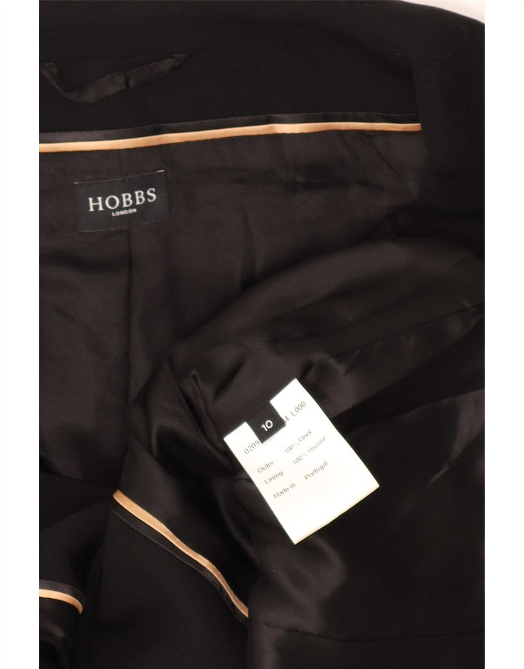 Giacca blazer a 3 bottoni corta da donna Hobbs UK 10 piccola in lana nera