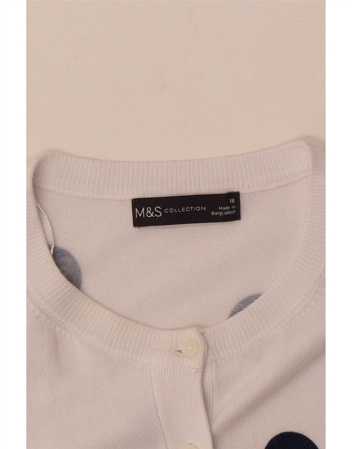 Maglione cardigan da donna Marks & Spencer UK 18 XL Bianco geometrico