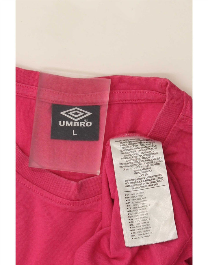 T-shirt grafica da uomo Umbro Top Large in cotone rosa