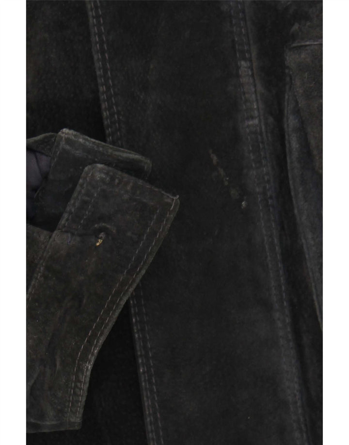 Giacca vintage in pelle scamosciata da uomo UK 42 XL Nera