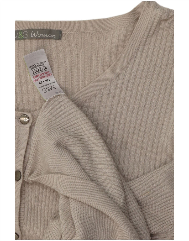 Maglione cardigan da donna Marks & Spencer UK 20 2XL Viscosa beige