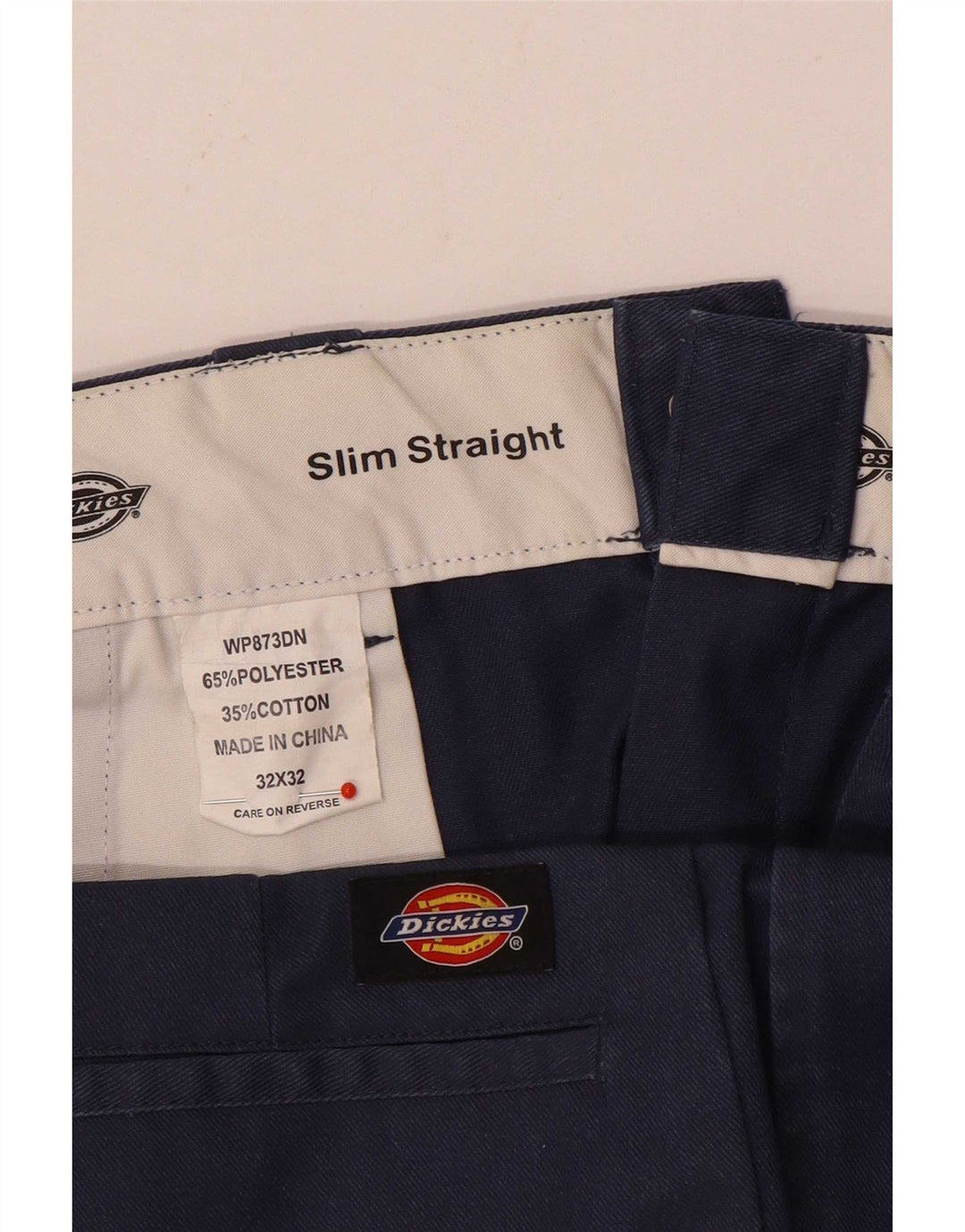 Dickies Pantaloni chino dritti slim da uomo W32 L32 poliestere blu navy