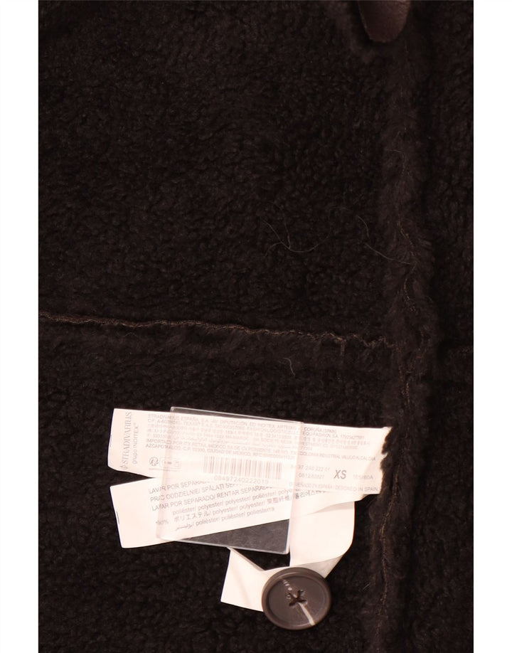 STRADIVARIUS Cappotto oversize in sherpa da donna UK 6 XS Poliestere marrone