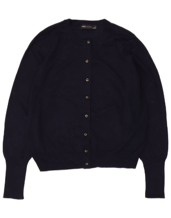 Maglione cardigan corto da donna Marks & Spencer UK 12 viscosa blu navy medio