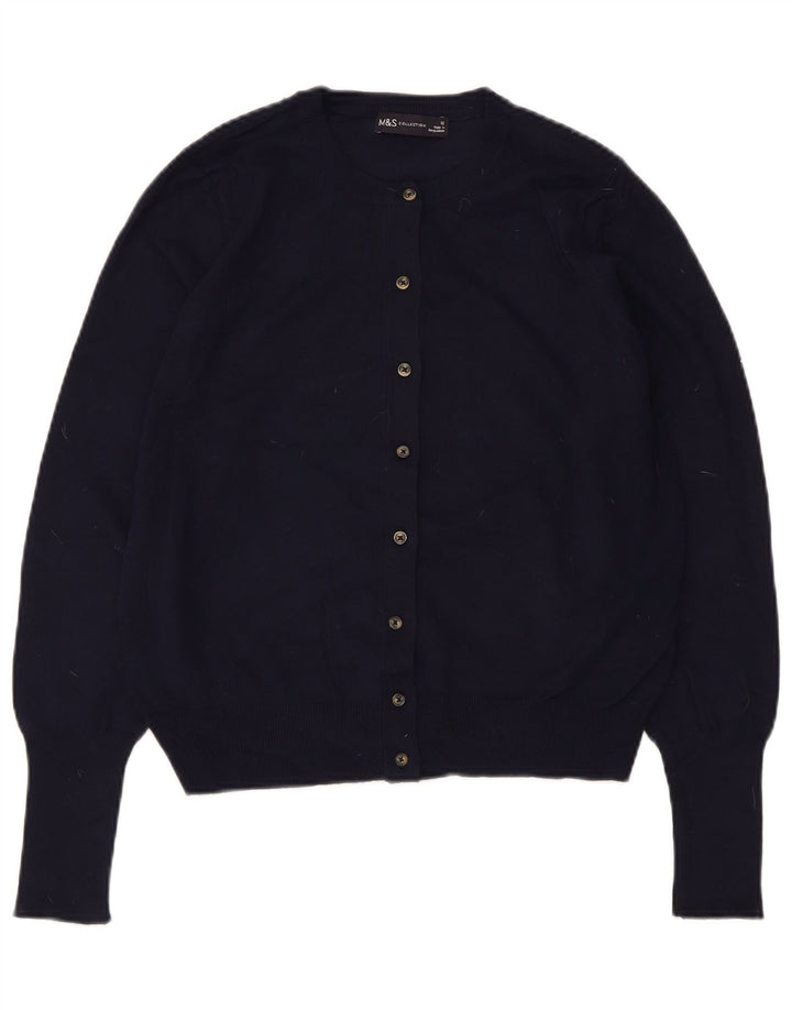 Maglione cardigan corto da donna Marks & Spencer UK 12 viscosa blu navy medio