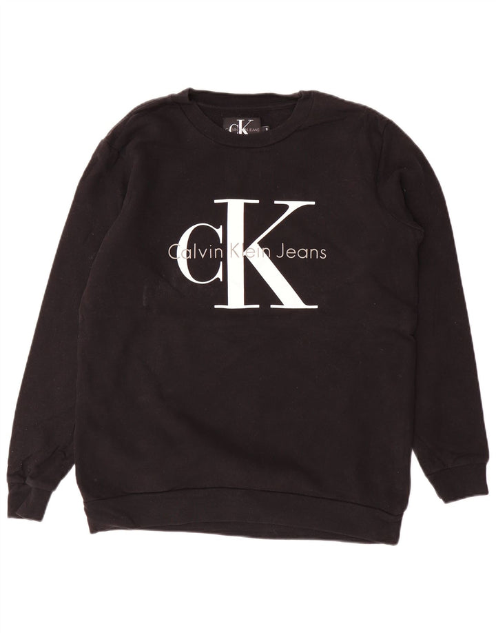 CALVIN KLEIN JEANS Felpa con grafica da uomo Maglione piccolo in cotone nero