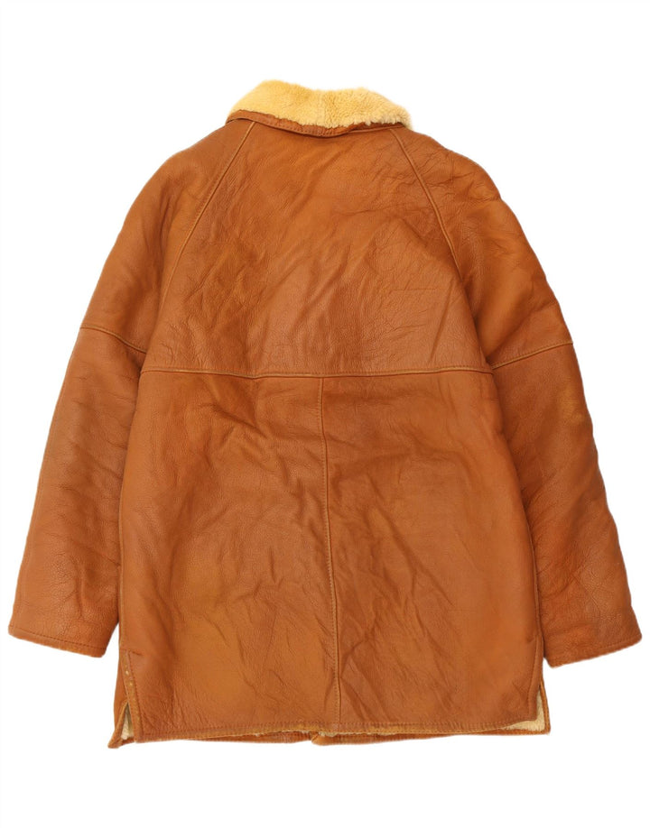 MABRUN Giacca in shearling da uomo UK 36 Piccola pelle marrone