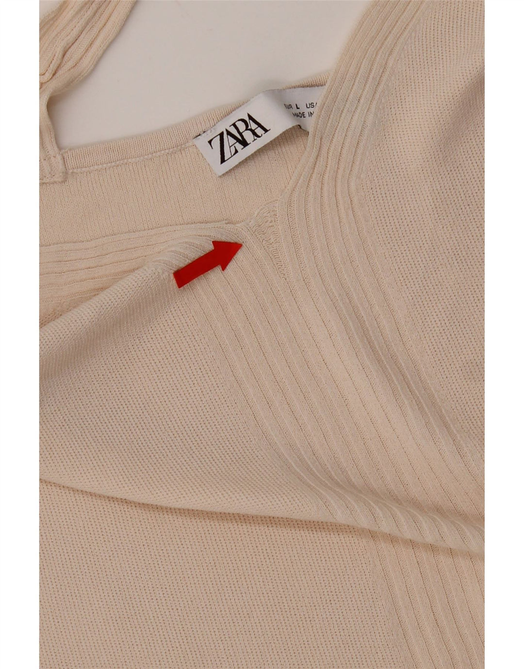 Canotta corta da donna Zara UK 14 grande in viscosa beige