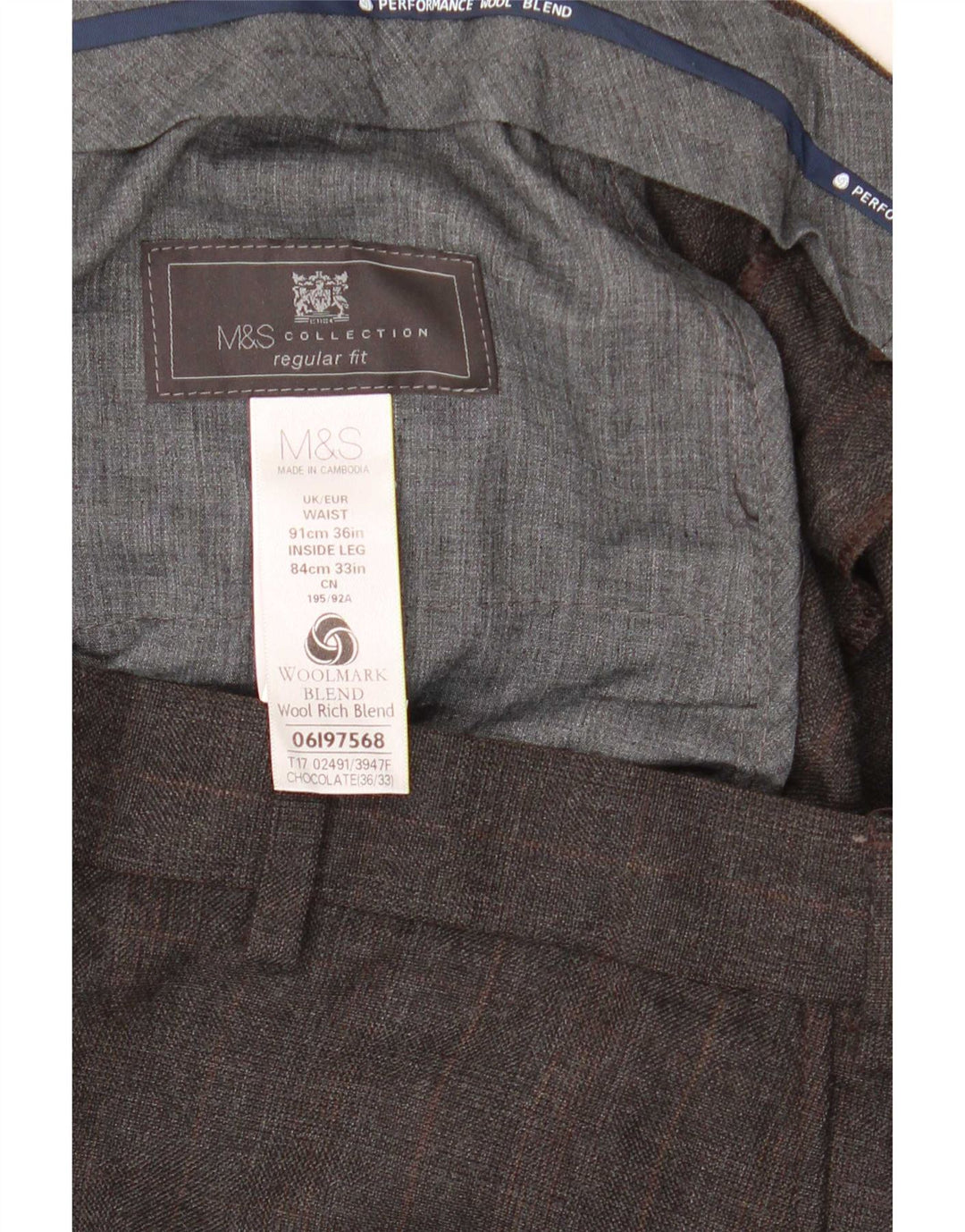 Pantaloni da abito dritti da uomo Marks & Spencer vestibilità regolare W36 L33 lana grigia