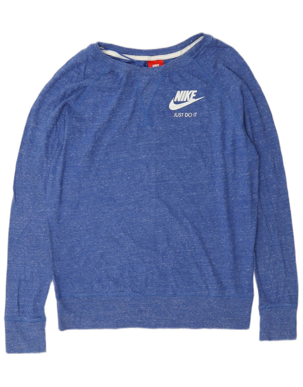 Felpa da donna Nike Jumper UK 14 cotone screziato blu medio