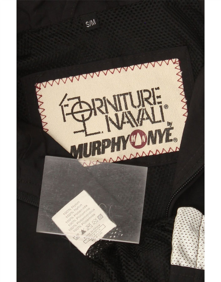 MURPHY & NYE Giacca antipioggia grafica da uomo UK 36 Small Nylon color block nero