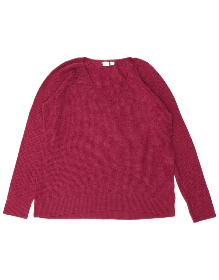 Maglione maglione con scollo a V da donna Gap UK 10 piccolo nylon rosa