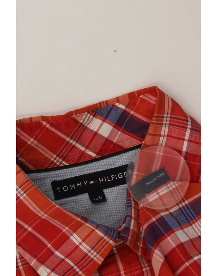 Camicia da uomo Tommy Hilfiger grande cotone a quadri arancioni