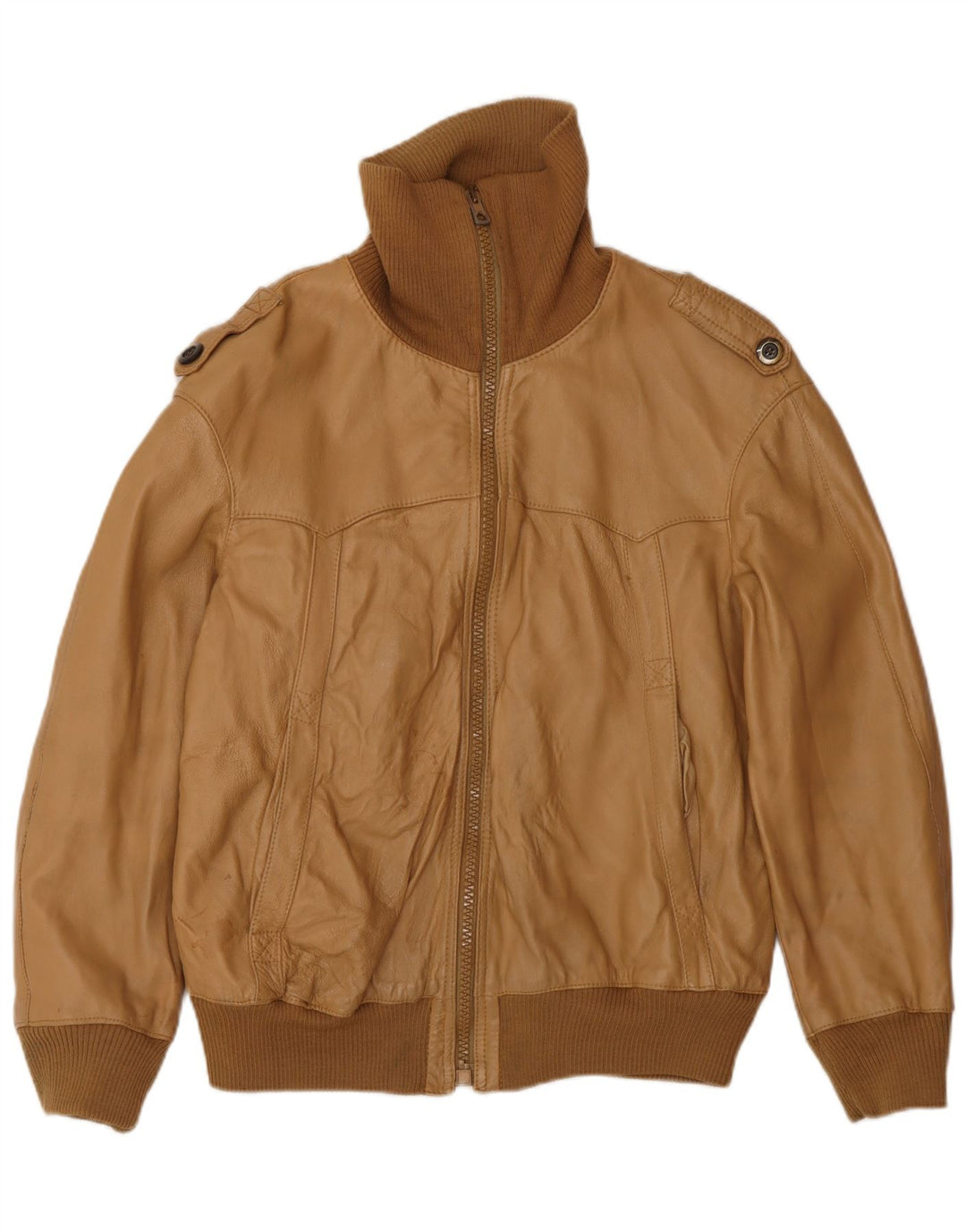 Giacca in pelle bomber militare vintage da uomo UK 38 Beige medio