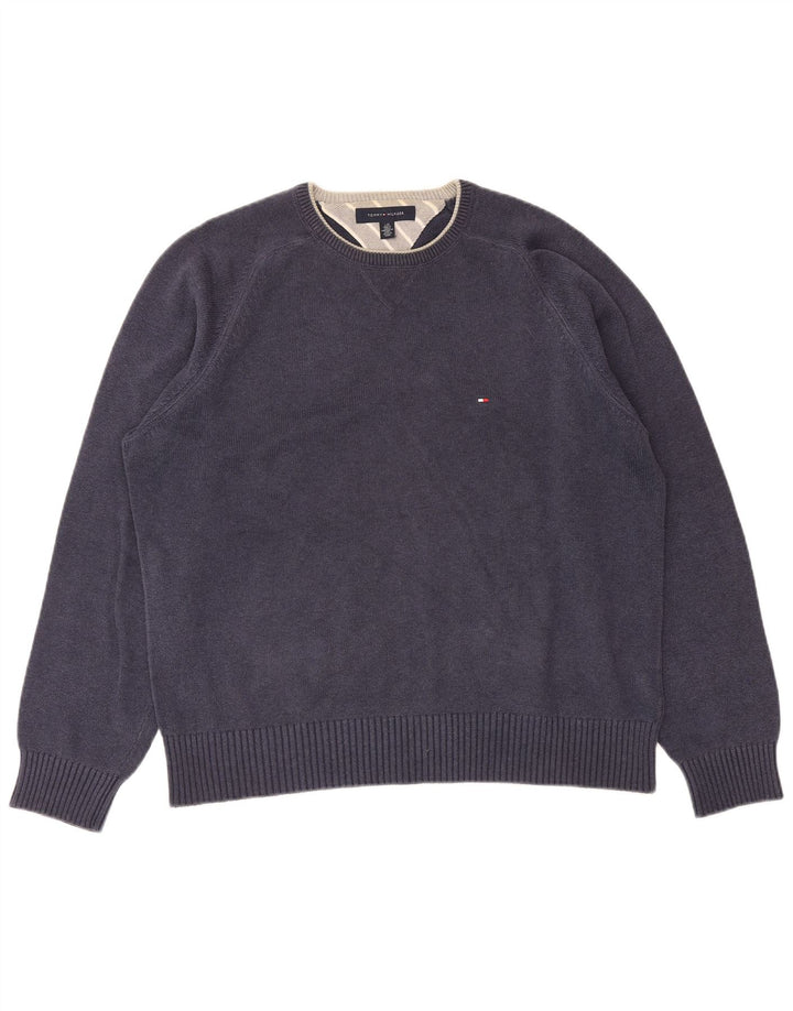 Maglione maglione girocollo da uomo Tommy Hilfiger grande blu navy classico