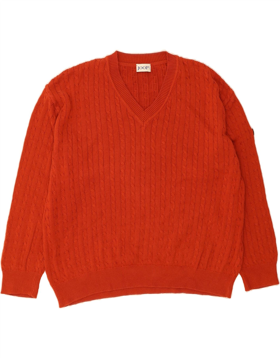 JOOP Mens Oversized V-Neck Jumper Sweater IT 52 Large Orange Cotton Vintage Joop and Second-Hand Joop from Messina Hembry 