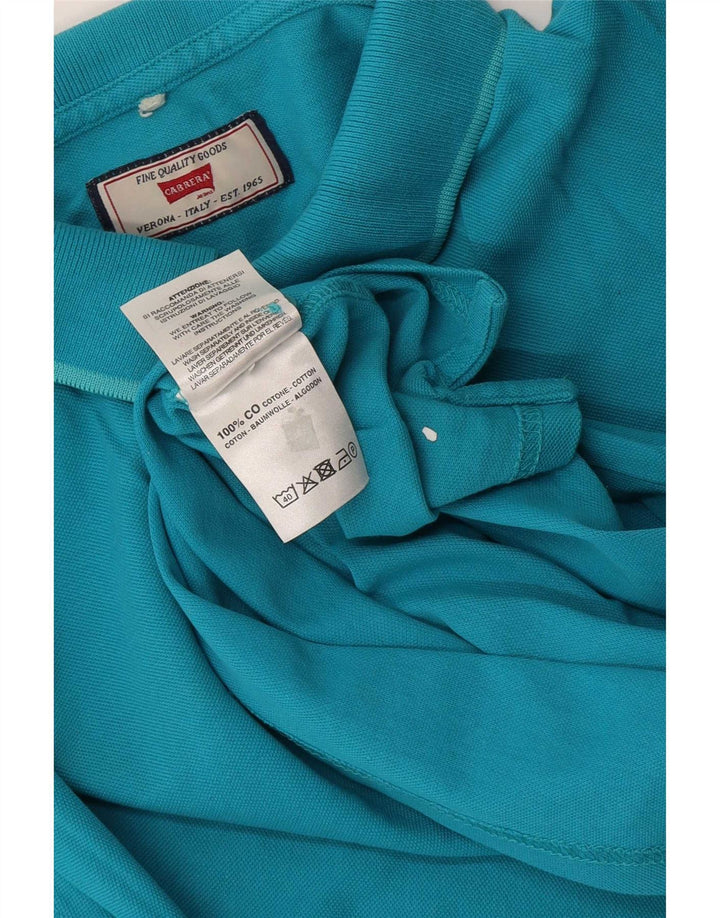 Polo regolare da uomo Carrera in cotone blu medio