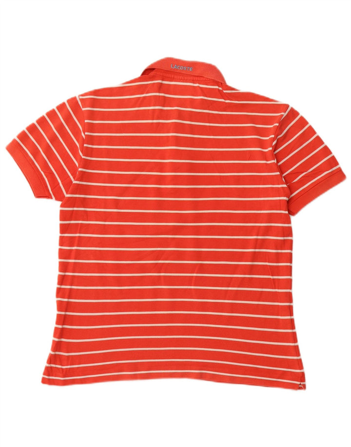Polo da uomo LACOSTE taglia 4 cotone a righe arancioni medie