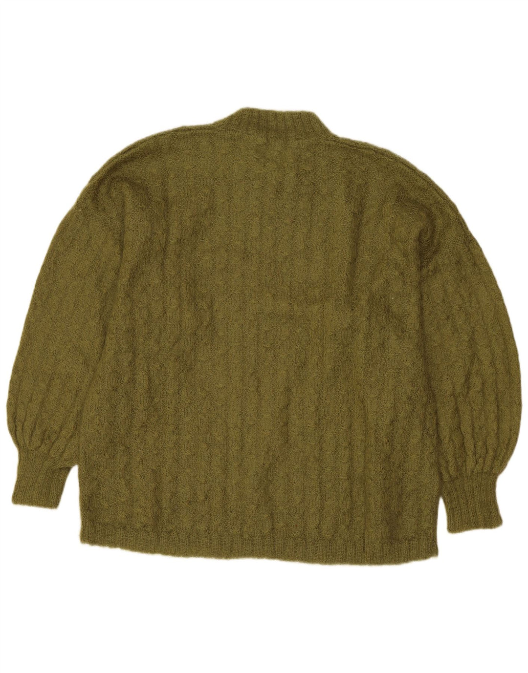 Maglione maglione vintage da donna con collo dolcevita UK 14 grande kaki