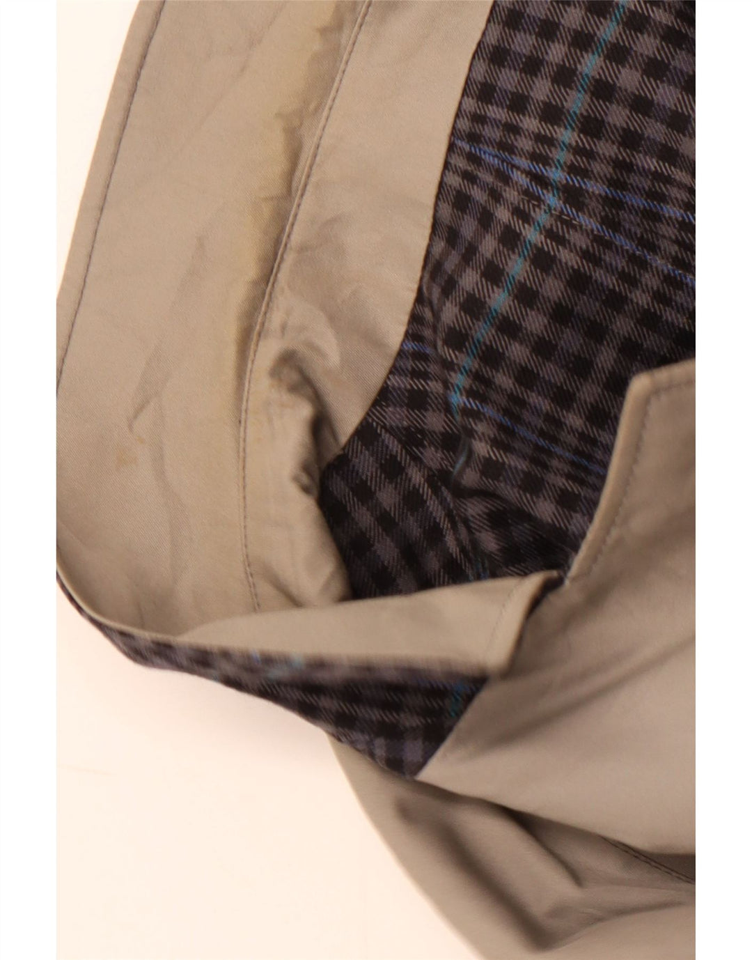 Trench reversibile da uomo DIOLEN UK 40 grande poliestere a quadri grigi