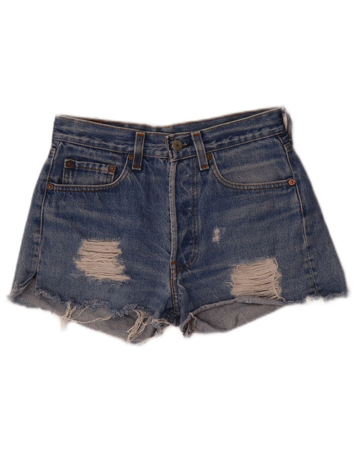 Pantaloncini di jeans invecchiati Levi's da donna W26 piccoli blu