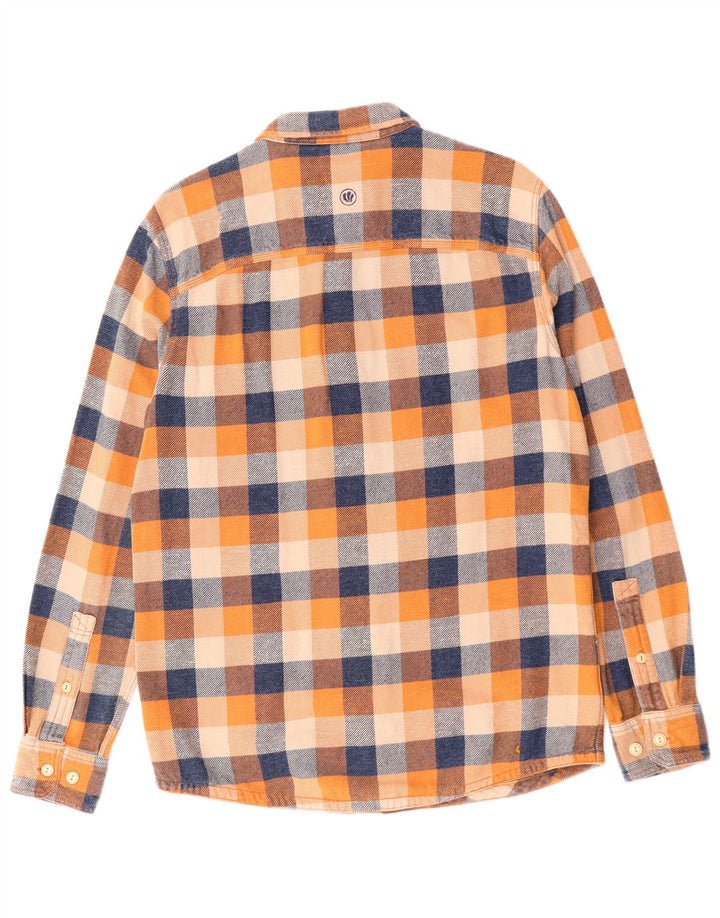 FAT FACE Camicia alta da uomo in flanella di cotone a quadri multicolore medio