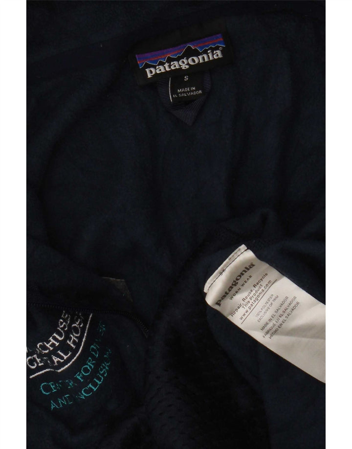 Patagonia Giacca in pile grafica da donna UK 10 Small Poliestere blu navy