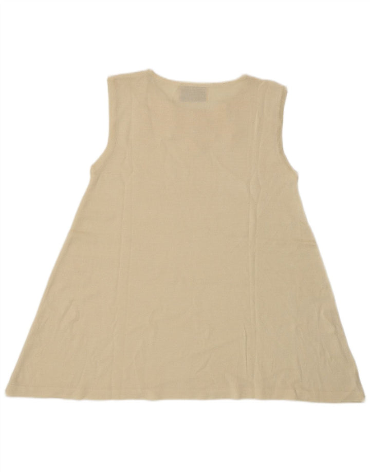 Camicetta senza maniche vintage da donna Top UK 8 piccolo floreale bianco sporco