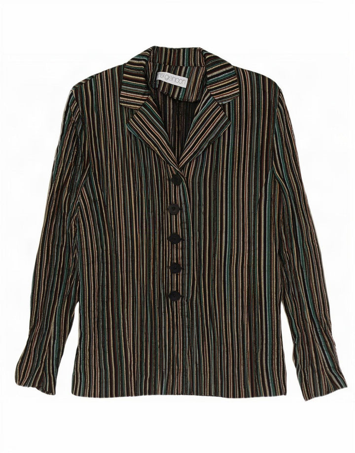 Giacca blazer vintage da donna a 5 bottoni UK 12 a righe multicolori medie