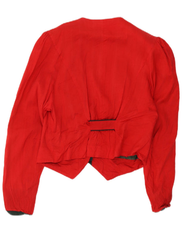 Giacca blazer vintage da donna a 3 bottoni corta IT 44 Cuore medio in acetato rosso