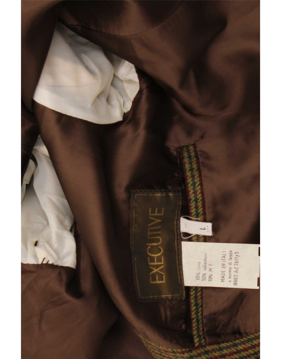 Giacca blazer vintage da uomo a 2 bottoni UK 40 grande lana a quadri kaki