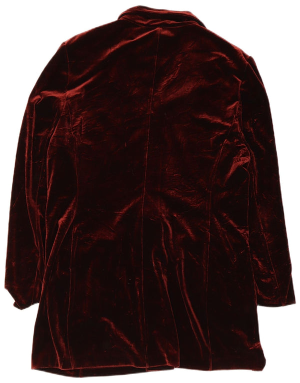 Giacca blazer in velluto a 3 bottoni da donna VINTAGE UK 10 piccola bordeaux