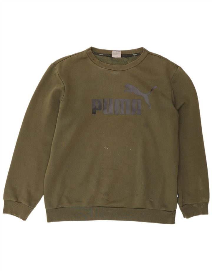 Puma Mens Graphic Sweatshirt Jumper Medium Khaki Cotton