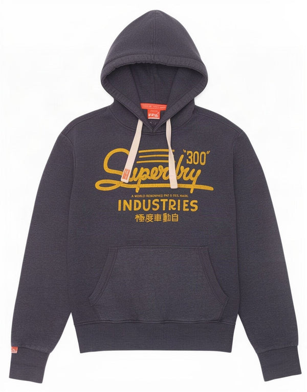 Felpa con cappuccio grafica da uomo Superdry Small in cotone blu navy