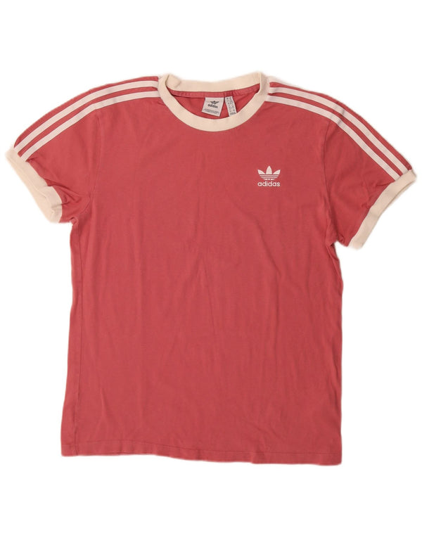 T-shirt oversize da donna Adidas UK 6 XS rossa in cotone color block