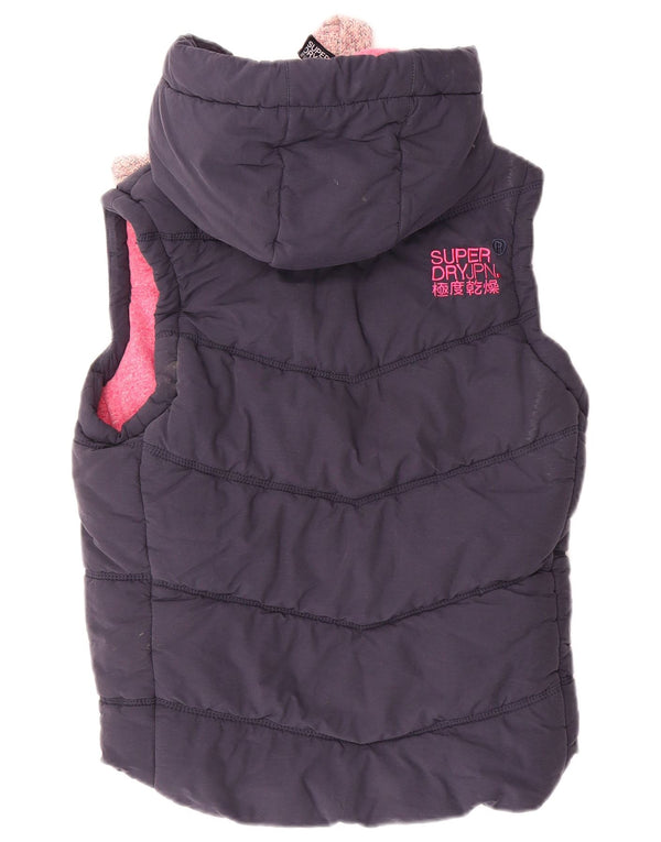 Gilet imbottito con cappuccio da donna Superdry UK 14 cotone medio blu navy