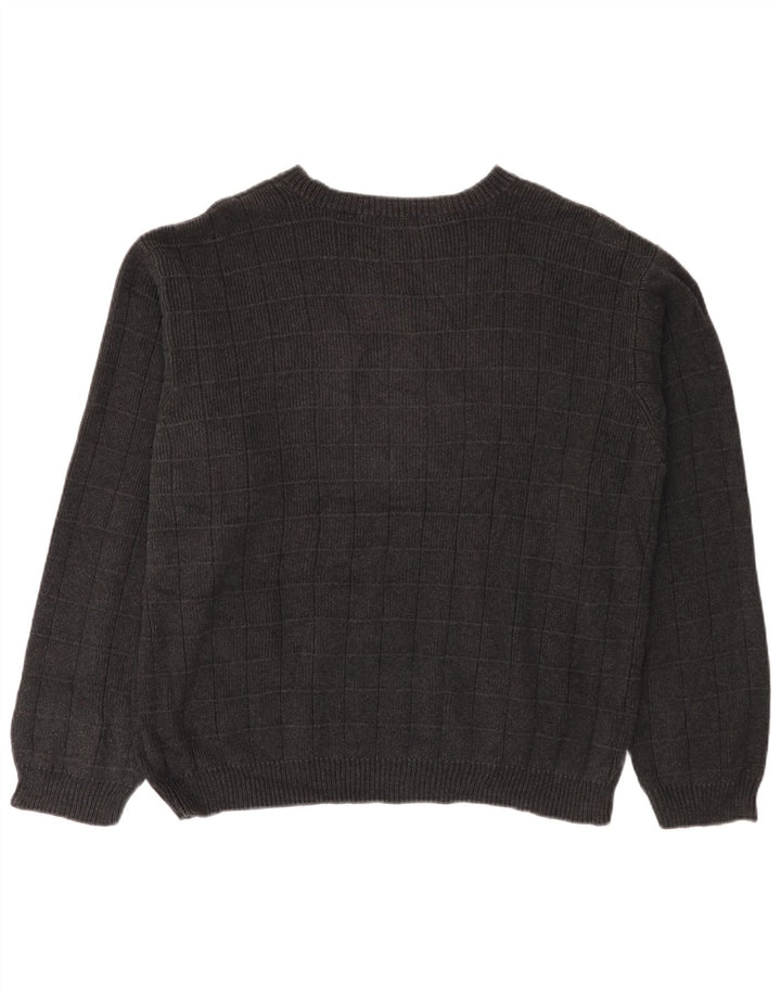 Maglione da uomo con scollo a barca IZOD, cotone a quadri grigi grandi