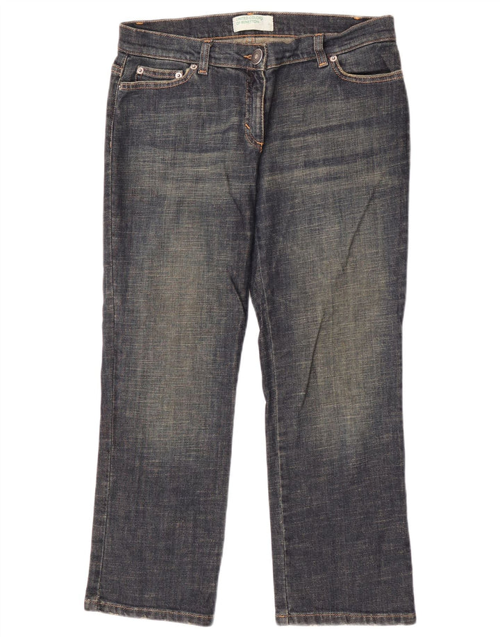 Jeans Cropped Benetton Donna IT 44 Medio W30 L25 Blu Navy Cotone