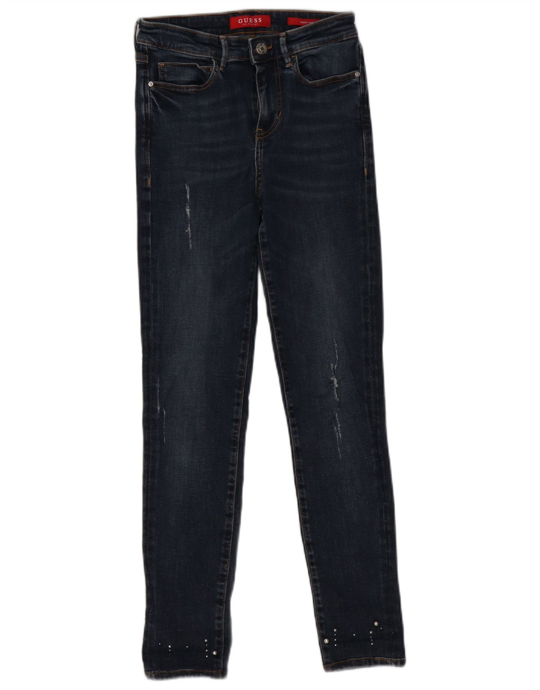Jeans skinny effetto consumato da donna Guess W25 L26 poliestere blu navy