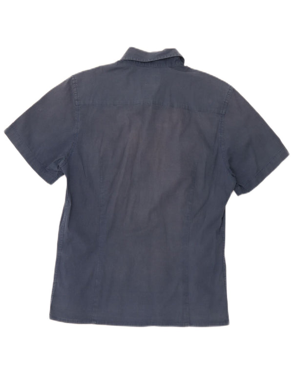 Camicia a maniche corte da uomo Calvin Klein Jeans in cotone blu navy medio