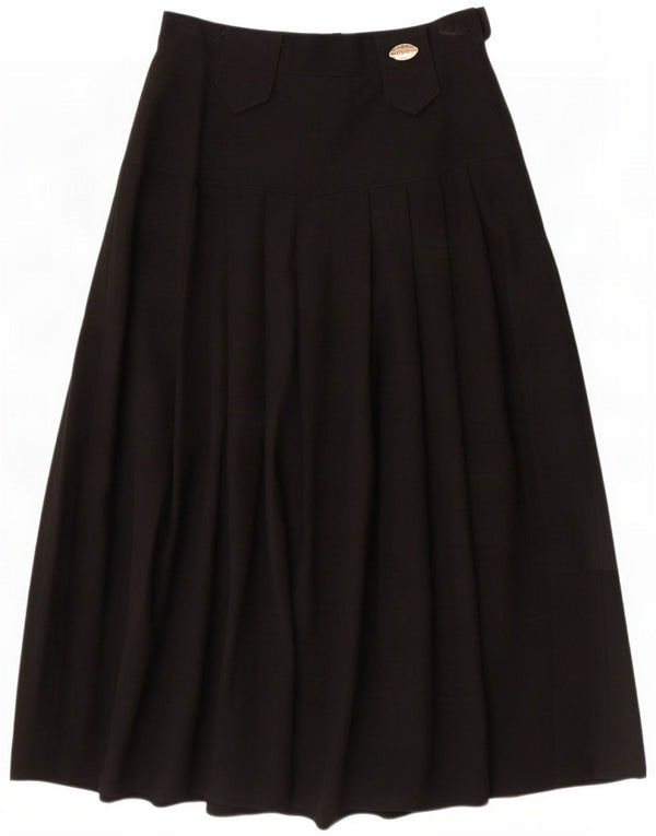 Traffic Womens High Waist Knife Pleated Skirt UK 12 Medium W24 Black