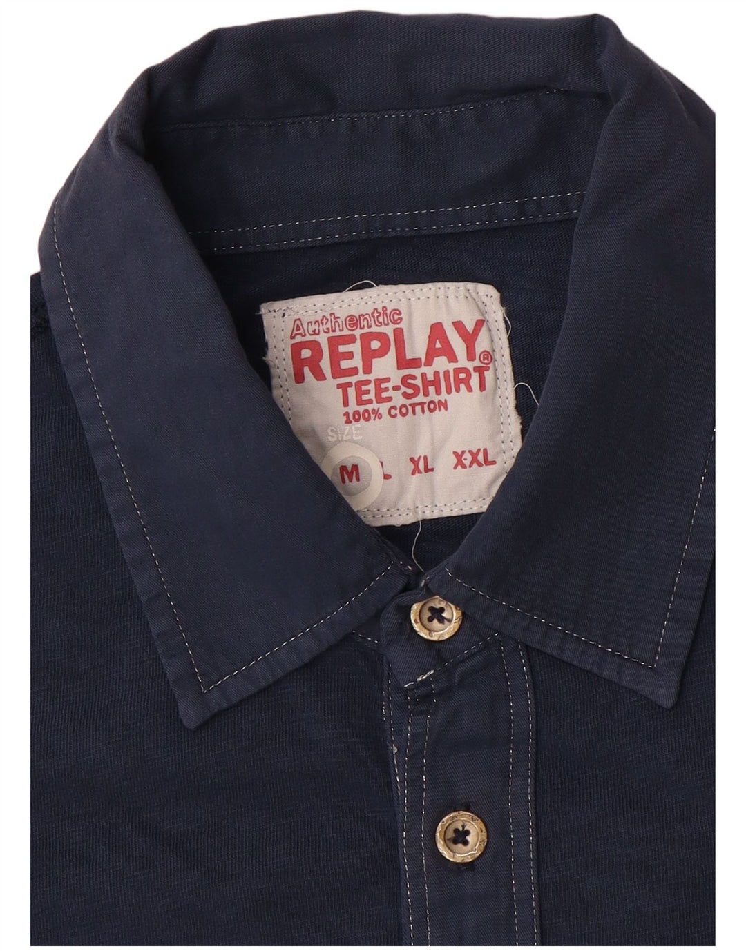 Polo da uomo Replay in cotone blu navy medio